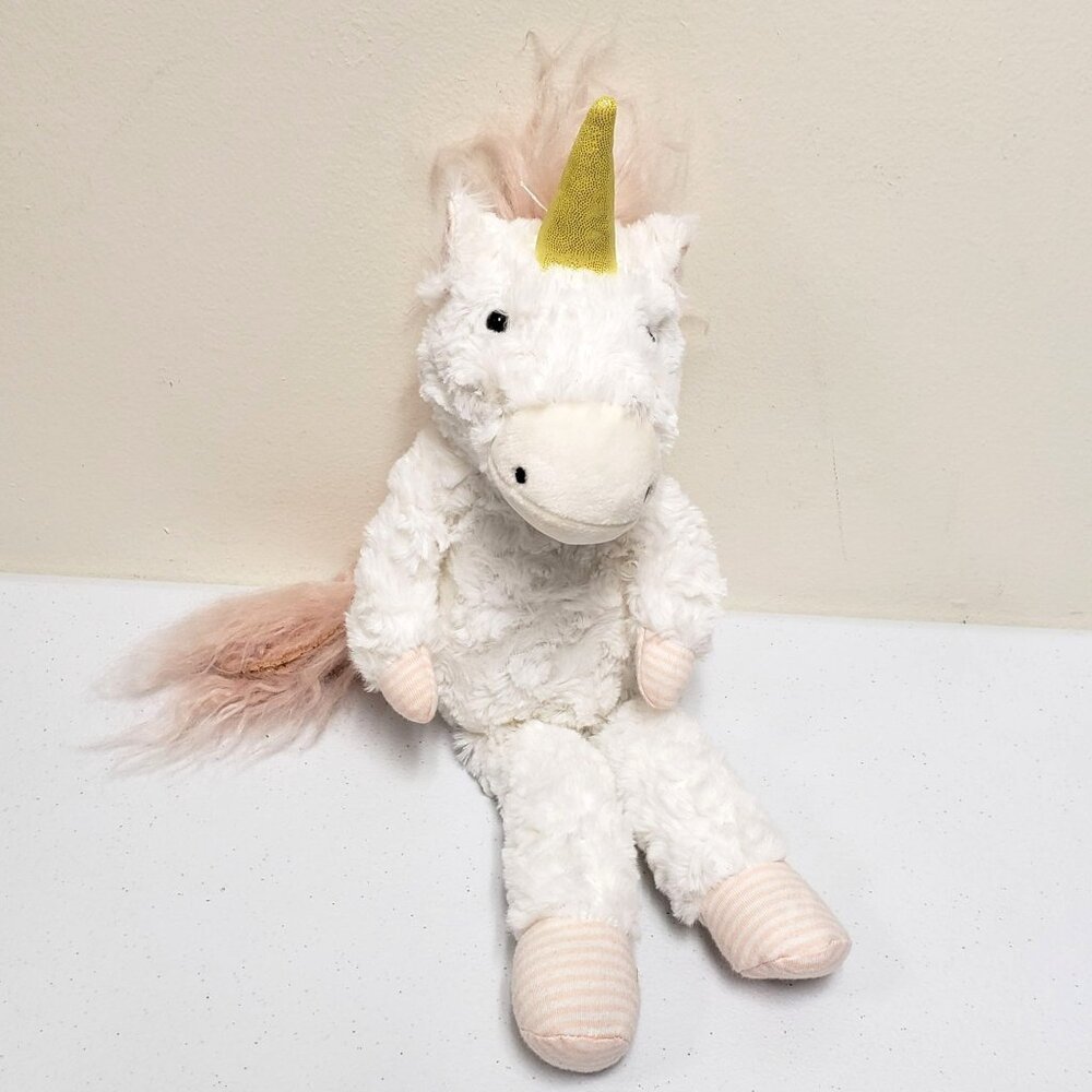 Bunnies by the Bay Uno Unicorn Striped Feet Pink White Stuffed Animal Plush